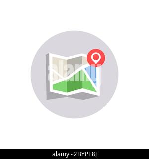 Map with pin. location icon on isolated white background. Eps 10 vector Stock Vector