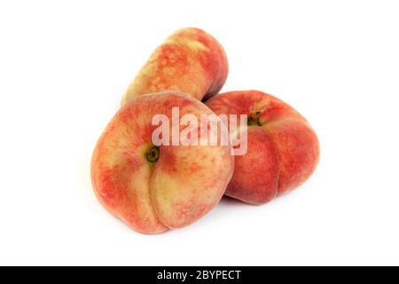 Three ripe fig peach on white Stock Photo