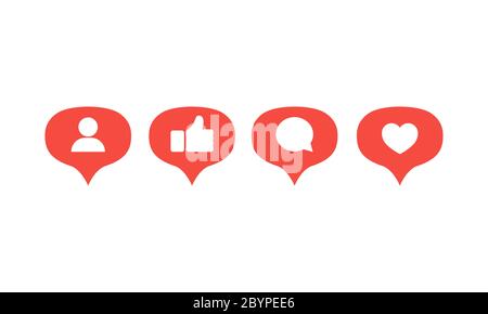 Like, follower, comment icons. Vector illustration. Vector on isolated white background. EPS 10 Stock Vector