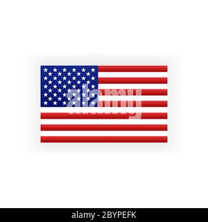 USA flag icon flat. American flag on Independence Day on isolated white background. Eps 10 vector. Stock Vector
