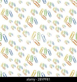 Colorful paper clip icon isolated seamless pattern on white background. Illustration Stock Photo