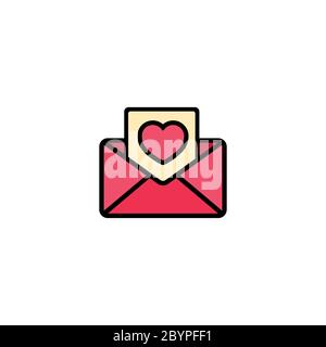Envelope with hearts icon flat. Love stories symbol. Valentines day concept. Vector on isolated white background. Eps 10 Stock Vector