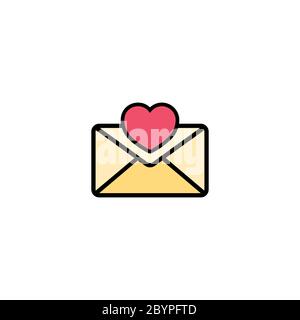 Envelope with hearts icon flat. Love stories symbol. Valentines day concept. Vector on isolated white background. Eps 10 Stock Vector