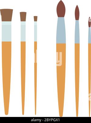 Set of brushes for drawing vector flat isolated Stock Vector