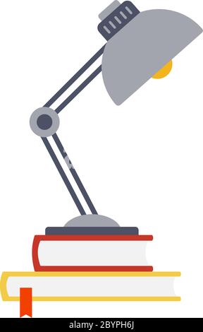 Table lamp stands on books vector flat isolated Stock Vector
