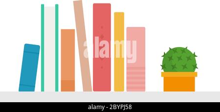 Books standing on a shelf vector flat isolated Stock Vector