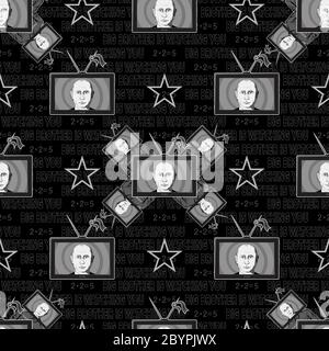 February 03, 2018: Patriotic seamless pattern. Big brother is watching you. Stock Vector