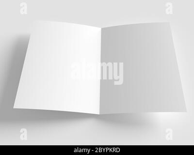 Background with bent in half empty sheet of paper with shadow. 3d rendering Stock Photo