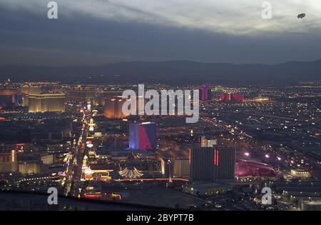 Aerial Vue Las Vegas -From The Stratophere 028 Hotel and most important places in Las Vegas The most beautiful place in Las Vegas Stock Photo