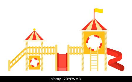 Set of wooden children's towers vector icon flat isolated Stock Vector