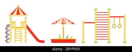 Wooden play complex for children yard Stock Vector