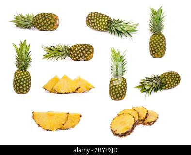 set of pineapples isolated on white Stock Photo