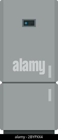 Kitchen refrigerator in gray color with liquid crystal display on the door vector flat Stock Vector