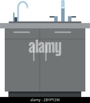 Kitchen cabinet with sink vector icon flat isolated illustration Stock Vector