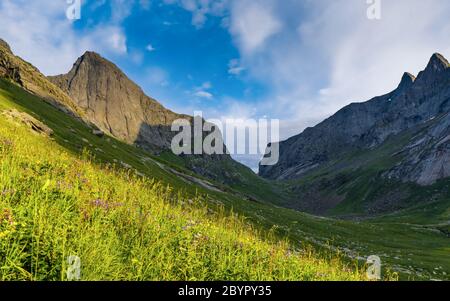 View of remote Horseid Beach in the Lofoten Islands, Norway Stock Photo