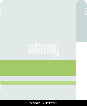 Cotton white towel with green stripes vector flat isolated Stock Vector