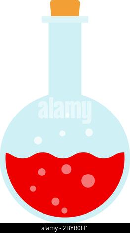Laboratory flask with red liquid vector icon flat isolated Stock Vector