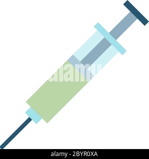 Syringe with green liquid vector icon flat isolated Stock Vector