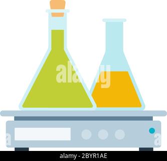 Magnetic stirrer with glass flasks vector icon flat isolated Stock Vector