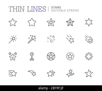 Collection of stars related line icons. Editable stroke Stock Vector