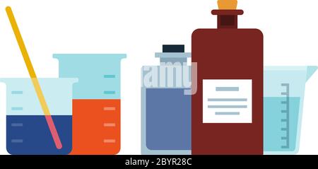 Set of laboratory glassware vector icon flat isolated Stock Vector