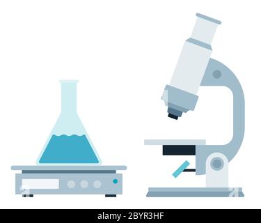 Laboratory medical instruments vector illustration in flat style. Stock Vector
