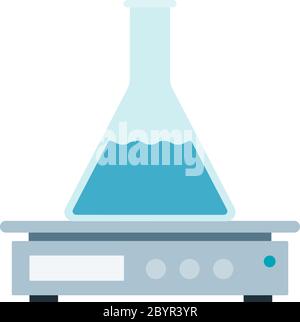Magnetic stirrer with conical flask vector icon flat isolated Stock Vector
