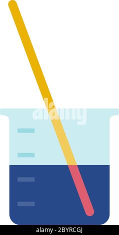 Lab glass with test strip vector icon flat isolated Stock Vector