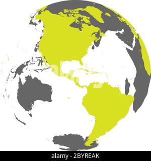 Earth globe with green world map. Focused on Americas. Flat vector illustration. Stock Vector