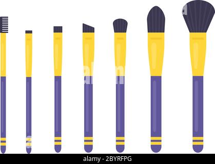 Set of makeup brushes vector flat isolated Stock Vector