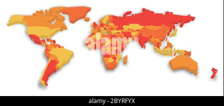 White 3D map of world with dropped shadow on background. Worldwide ...