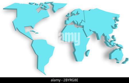 White 3D map of world with dropped shadow on background. Worldwide ...