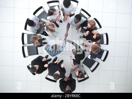 Two businessmen handshaking after striking grand deal Stock Photo