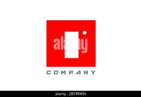 red white I alphabet letter logo icon for company and business with dot design Stock Vector