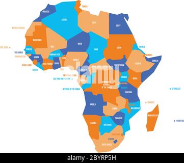 Very simplified infographical political map of Africa. Simple geometric