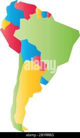 Very simplified infographical political map of South America. Simple geometric vector illustration. Stock Vector
