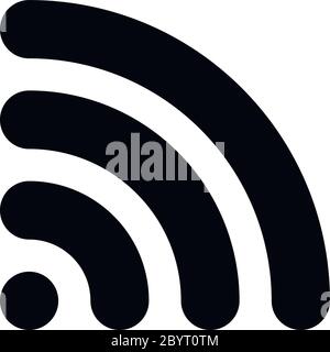 Wifi symbol. Wireless internet connection or hotspot sign. Black simple flat vector icon with rounded corners. Stock Vector