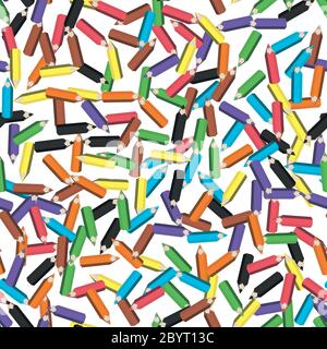 Colorful seamless background of pencils. Sharpened crayons. Vector illustration. Stock Vector