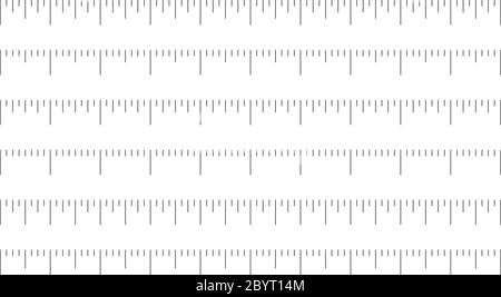 Set of horizontal rulers - lenght and size indicators distance units ...