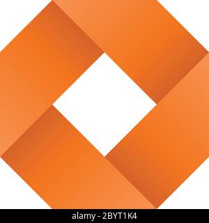 Orange infinite ribbon loop folded in a shape of rhombus. 3D-like vector symbol. Modern icon design. Stock Vector