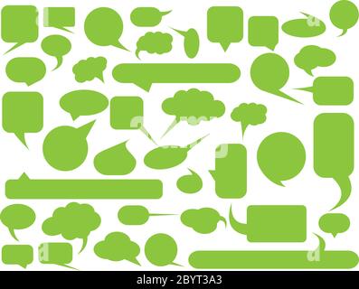 Blank empty speech bubble silhouettes set. Simple flat vector illustration. Stock Vector