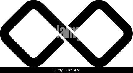 Black infinity symbol icon. Rectangular shape with rounded edges. Simple flat vector design element. Stock Vector