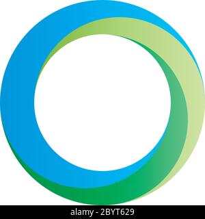 Orbit icon. Rounded vector ring designed with blended gradients in green a blue. Stock Vector