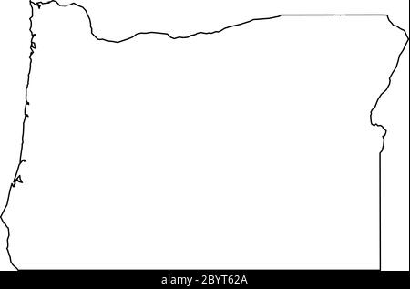 Oregon, state of USA - solid black outline map of country area. Simple flat vector illustration. Stock Vector