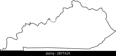 Kentucky, state of USA - solid black outline map of country area. Simple flat vector illustration. Stock Vector