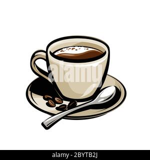 Cup of coffee. Vector illustration. Menu design for cafe and restaurant Stock Vector