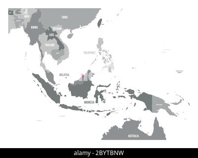 Vector map of Laos. Pink highlighted in Southeast Asia region. Stock Vector