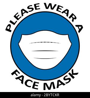Illustration of circular sign with a mask icon on a blue background ...