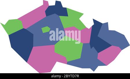 Map of Czech Republic divided into administrative regions. Vector illustration. Stock Vector