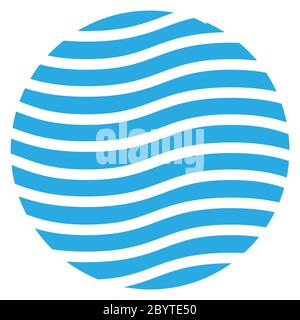 Wavy logo design template. Blue theme. Abstract blue waves in the circle. Vector illustration. Stock Vector